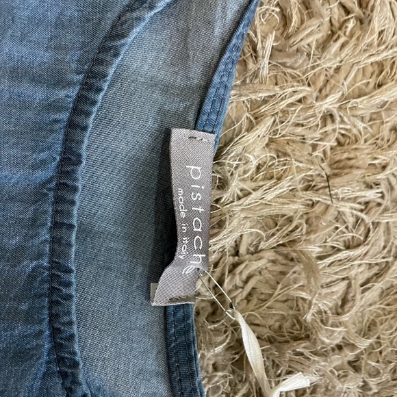 Pistache thin blue denim dress made in Italy - Picture 3 of 5